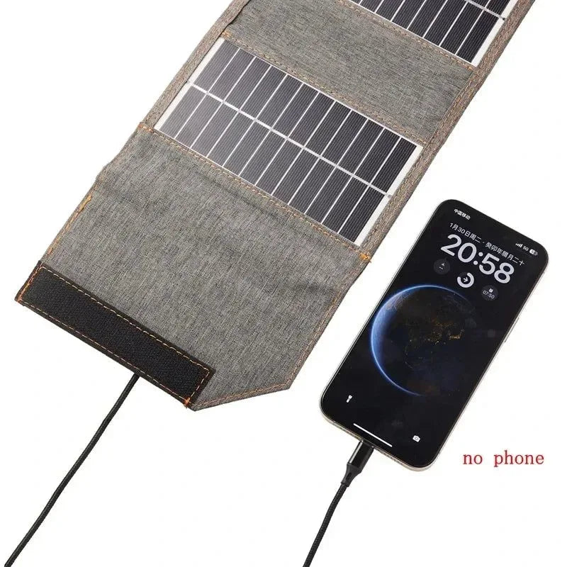 130W/80W Folding Solar Panel USB 5V Solar Charger | Portable Solar Cell Outdoor Power Bank for Camping and Hiking + 3 in 1 Cable - Trekker Essentials