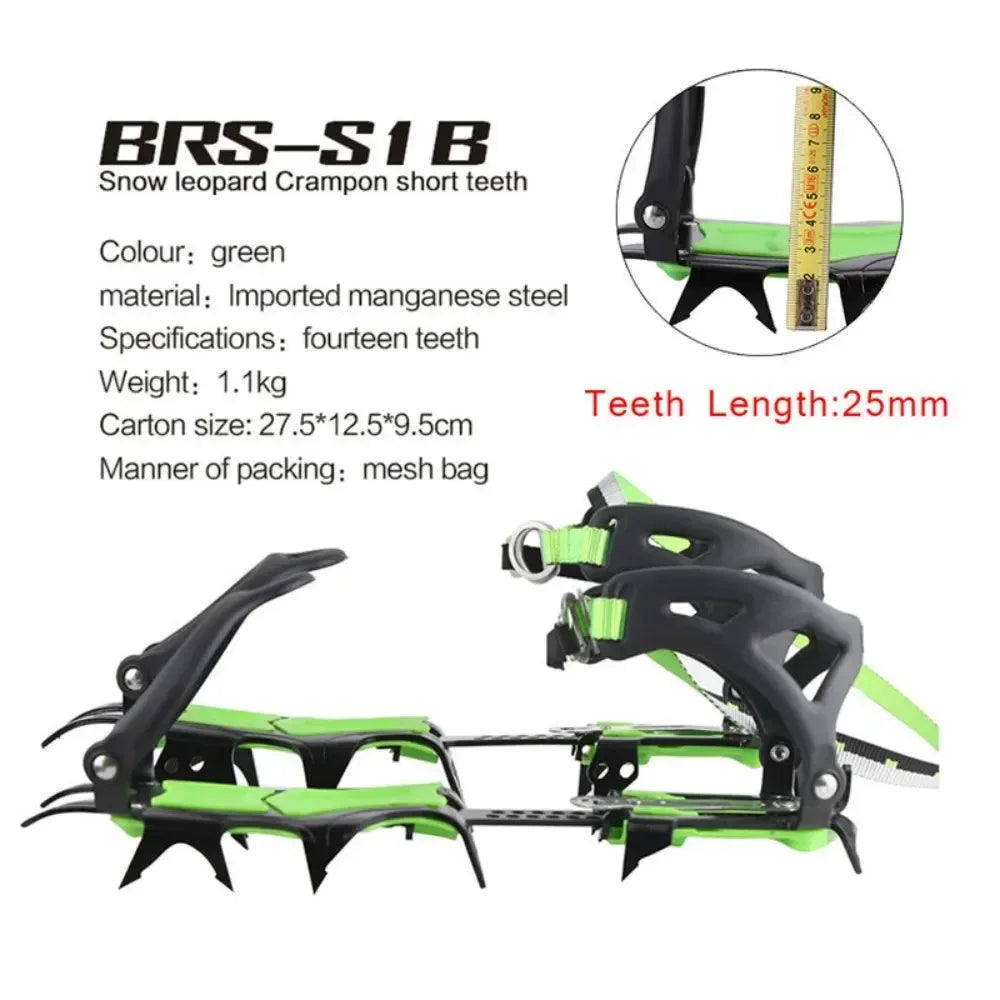 14-Tooth Steel Ice Crampons – Non-Slip Snow Grippers for Skiing, Hiking & Climbing - Trekker Essentials