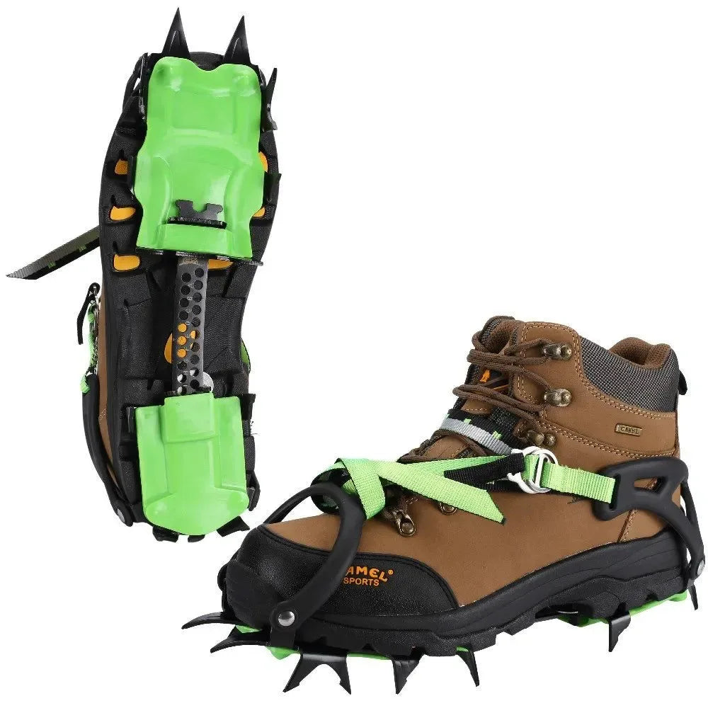 14-Tooth Steel Ice Crampons – Non-Slip Snow Grippers for Skiing, Hiking & Climbing - Trekker Essentials