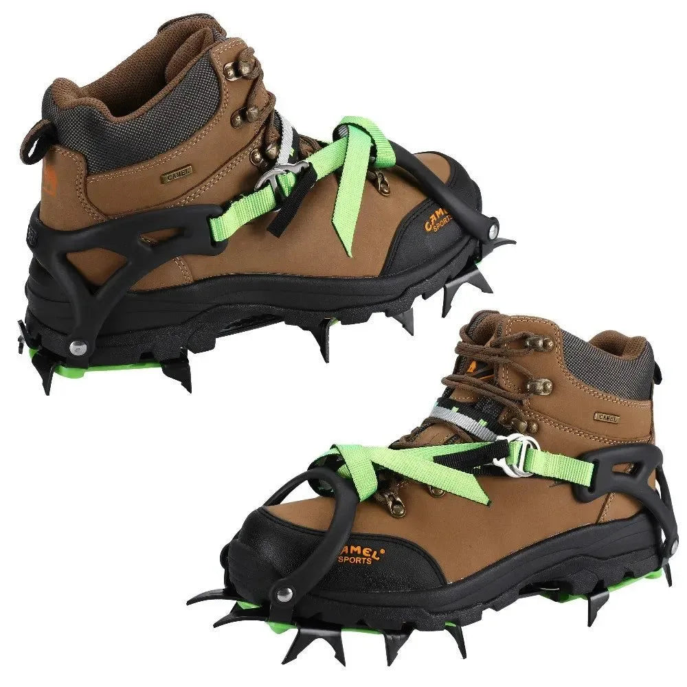 14-Tooth Steel Ice Crampons – Non-Slip Snow Grippers for Skiing, Hiking & Climbing - Trekker Essentials