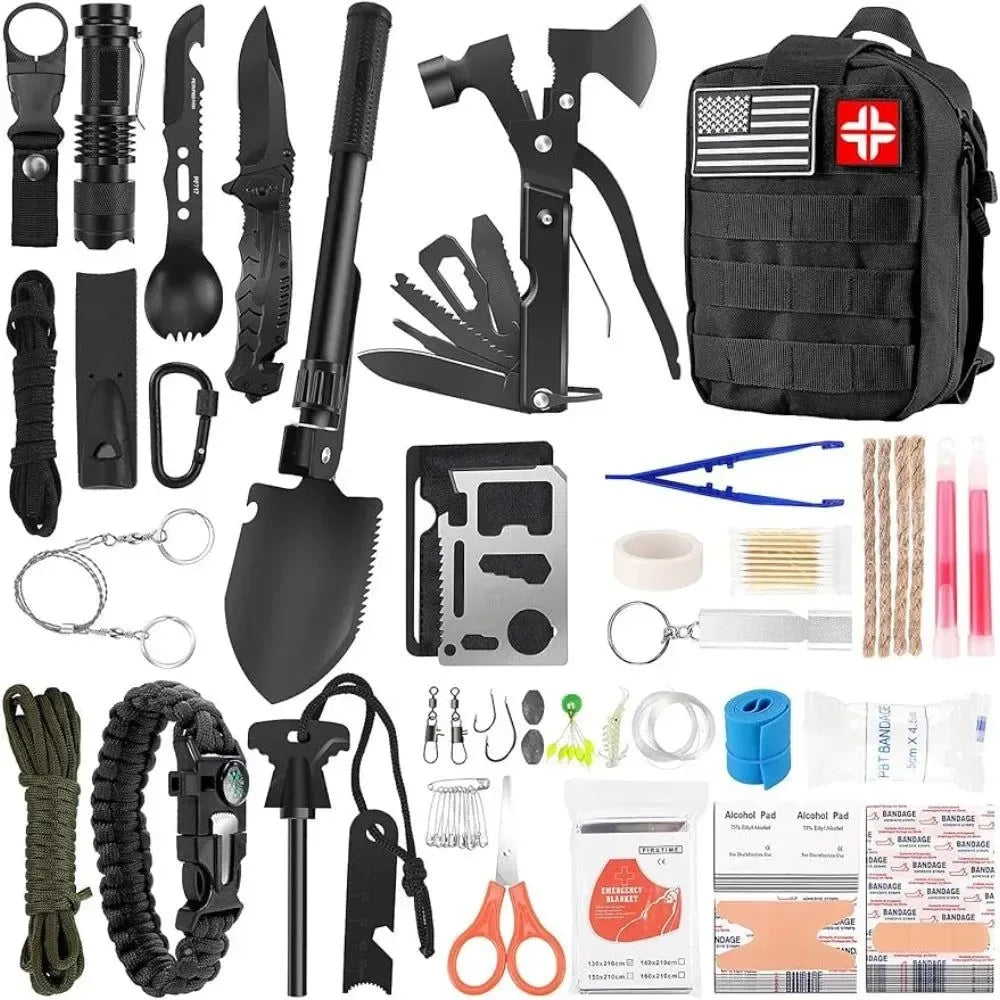 142-Piece Professional Survival Gear and Equipment with Molle Pouch - Trekker Essentials