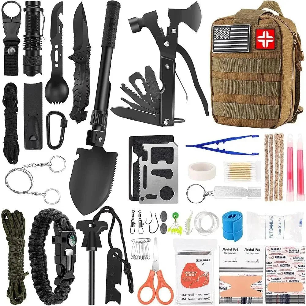 142-Piece Professional Survival Gear and Equipment with Molle Pouch - Trekker Essentials