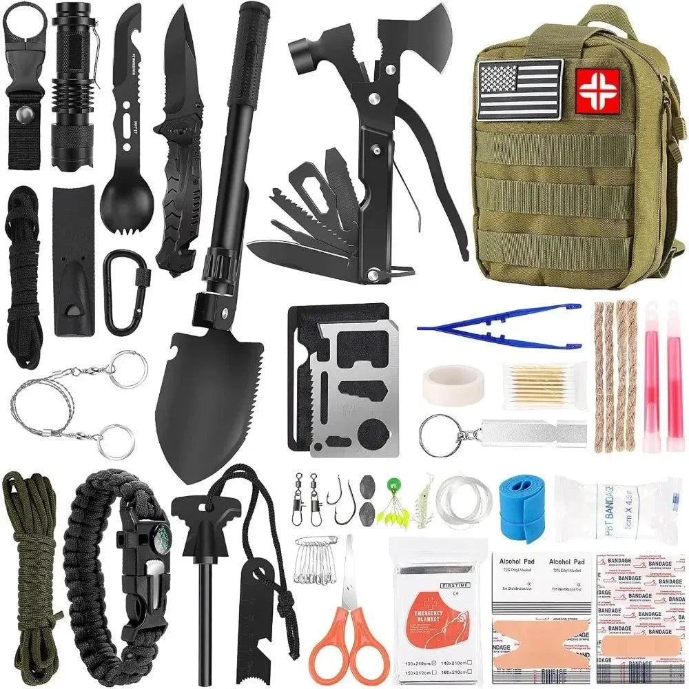 142-Piece Professional Survival Gear and Equipment with Molle Pouch - Trekker Essentials
