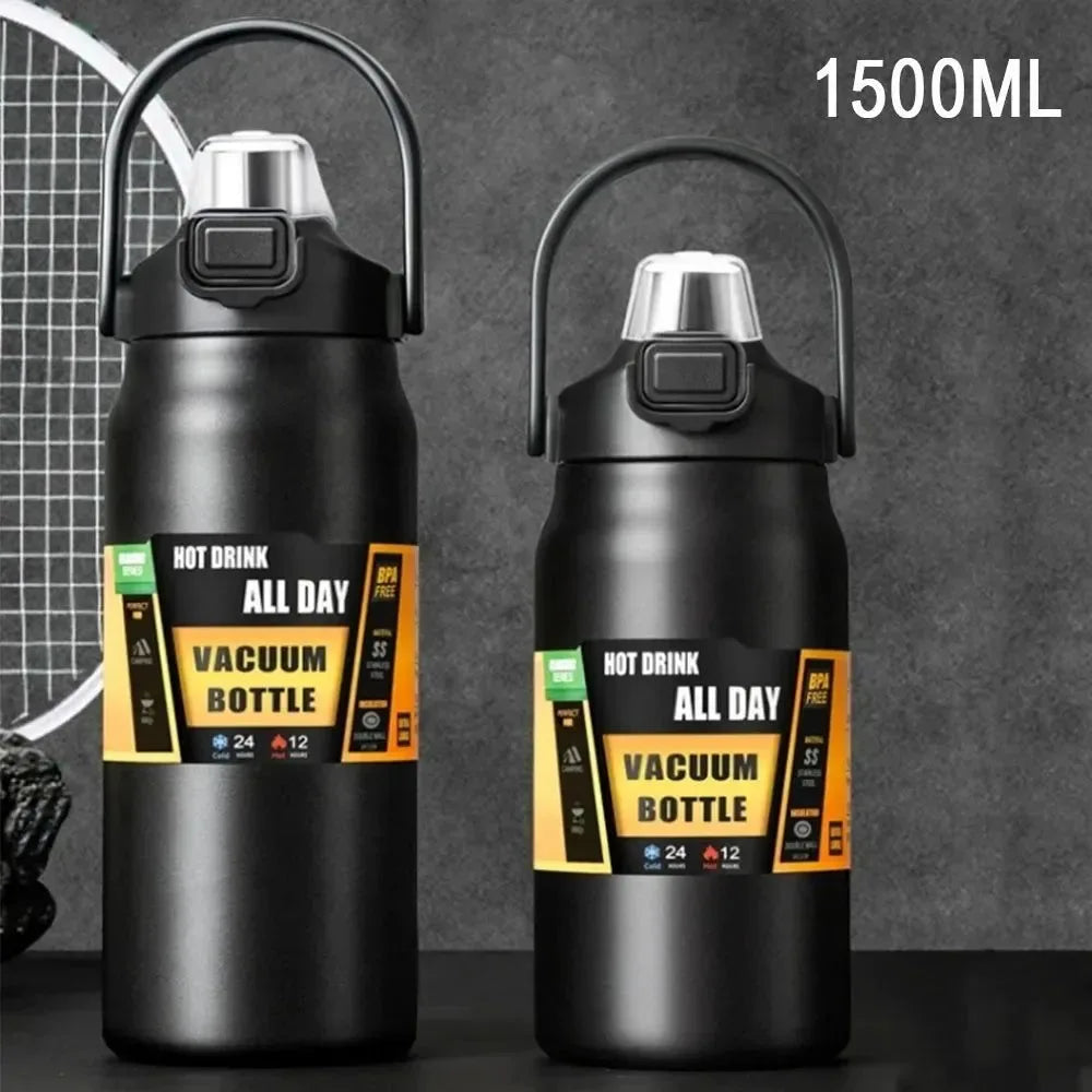 1500ml Stainless Steel Thermal Tumbler | Vacuum Insulated Travel Mug with Straw for Hot & Cold Drinks - Trekker Essentials