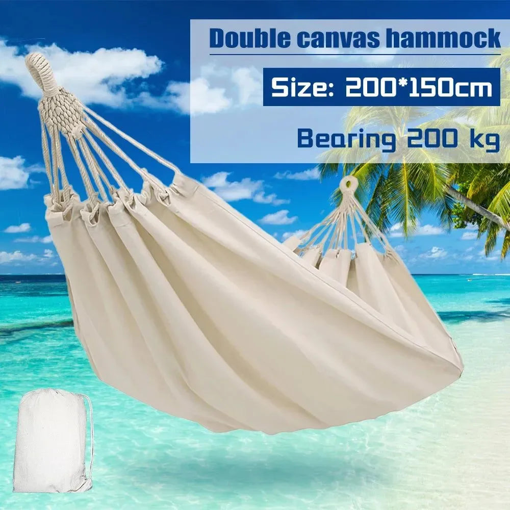 150x190cm Heavy-Duty Cotton Hammock - 660lb Capacity Outdoor Hanging Bed for Camping & Backyard - Trekker Essentials