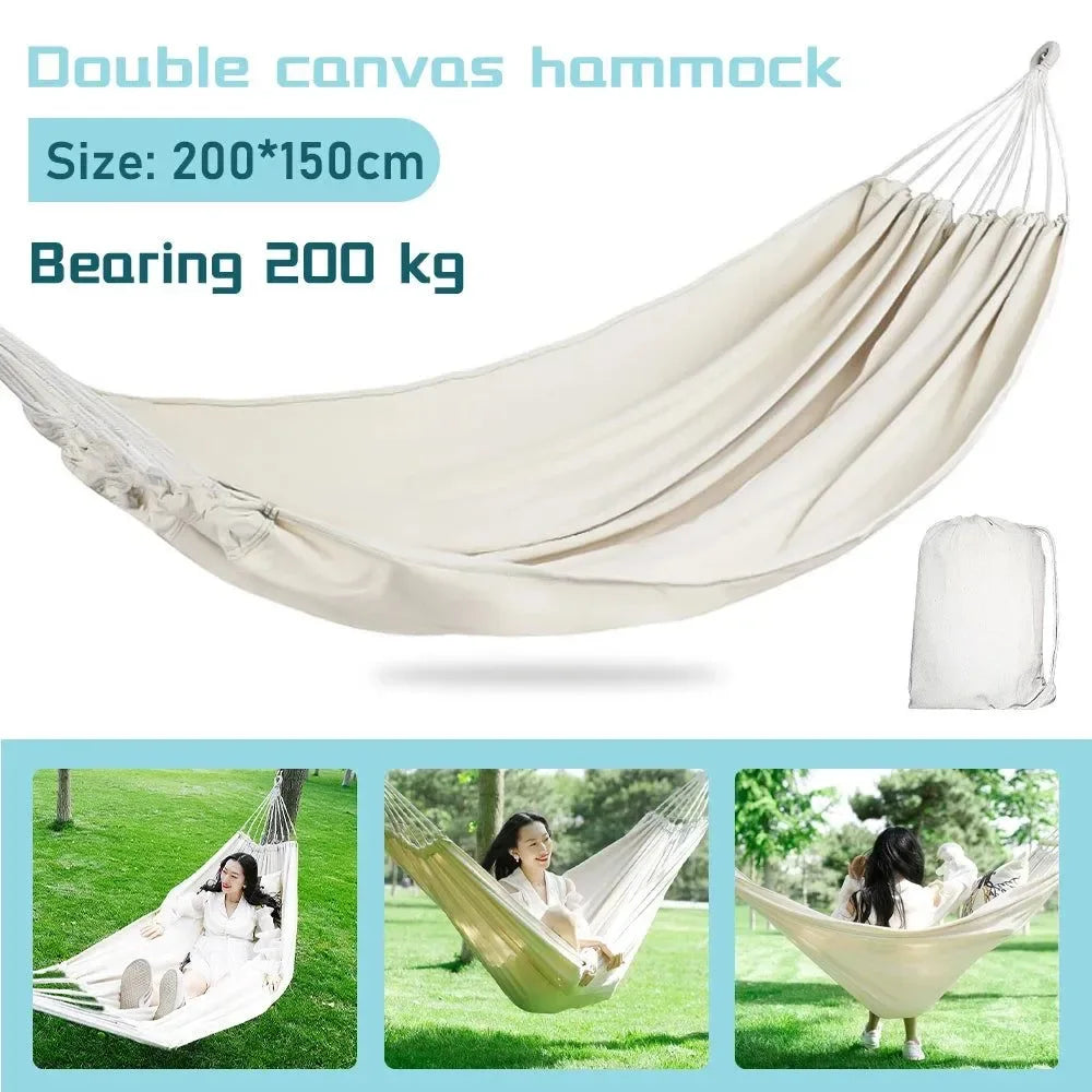 150x190cm Heavy-Duty Cotton Hammock - 660lb Capacity Outdoor Hanging Bed for Camping & Backyard - Trekker Essentials