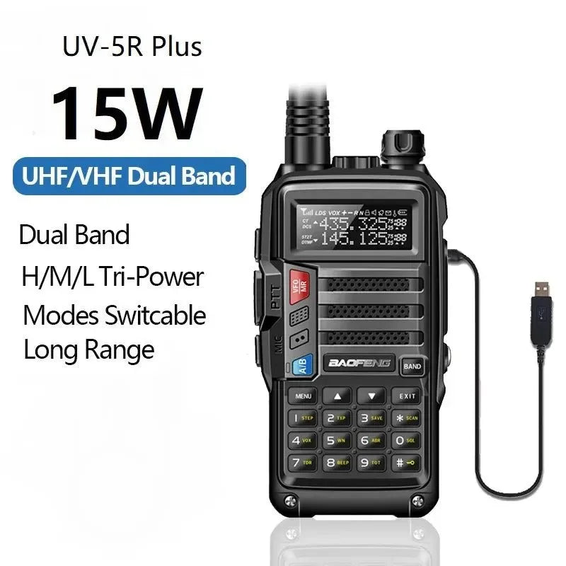 15W UV-5R Plus UHF/VHF Tri-Power Walkie Talkie - Trekker Essentials