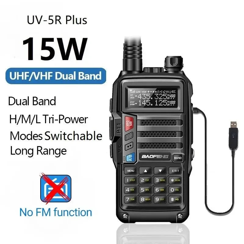 15W UV-5R Plus UHF/VHF Tri-Power Walkie Talkie - Trekker Essentials