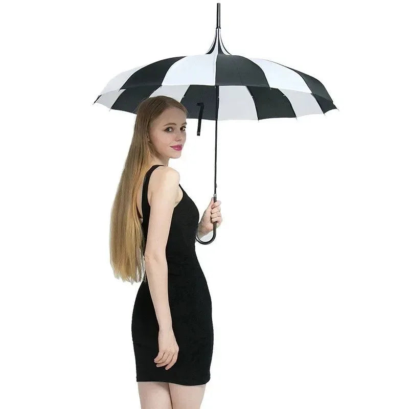 16K Strong Windproof Long Handle Umbrella – Quality Tower Pagoda Rain Umbrella for Men and Women - Trekker Essentials