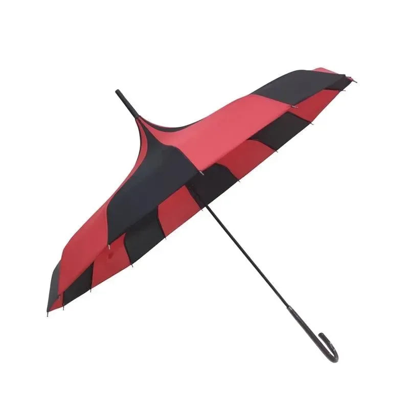 16K Strong Windproof Long Handle Umbrella – Quality Tower Pagoda Rain Umbrella for Men and Women - Trekker Essentials