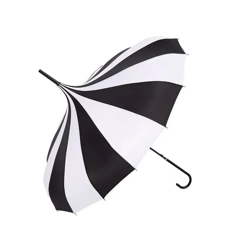 16K Strong Windproof Long Handle Umbrella – Quality Tower Pagoda Rain Umbrella for Men and Women - Trekker Essentials