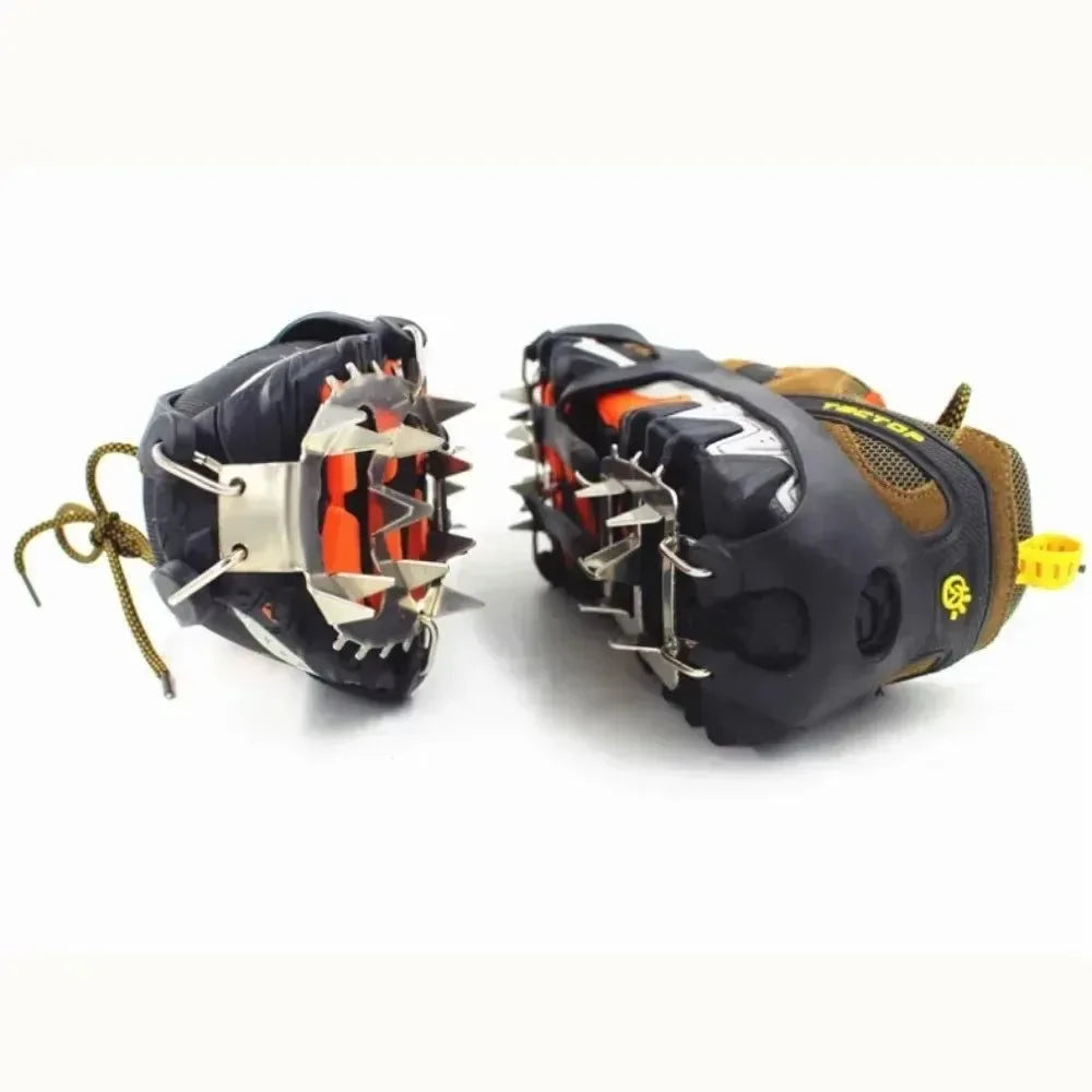 18-Spike Professional Climbing Crampons - Anti-Slip Ice Traction for Hiking & Winter Camping (Fits US 6-12) - Trekker Essentials