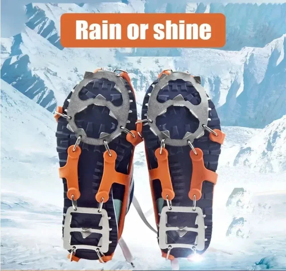 18-Spike Professional Climbing Crampons - Anti-Slip Ice Traction for Hiking & Winter Camping (Fits US 6-12) - Trekker Essentials