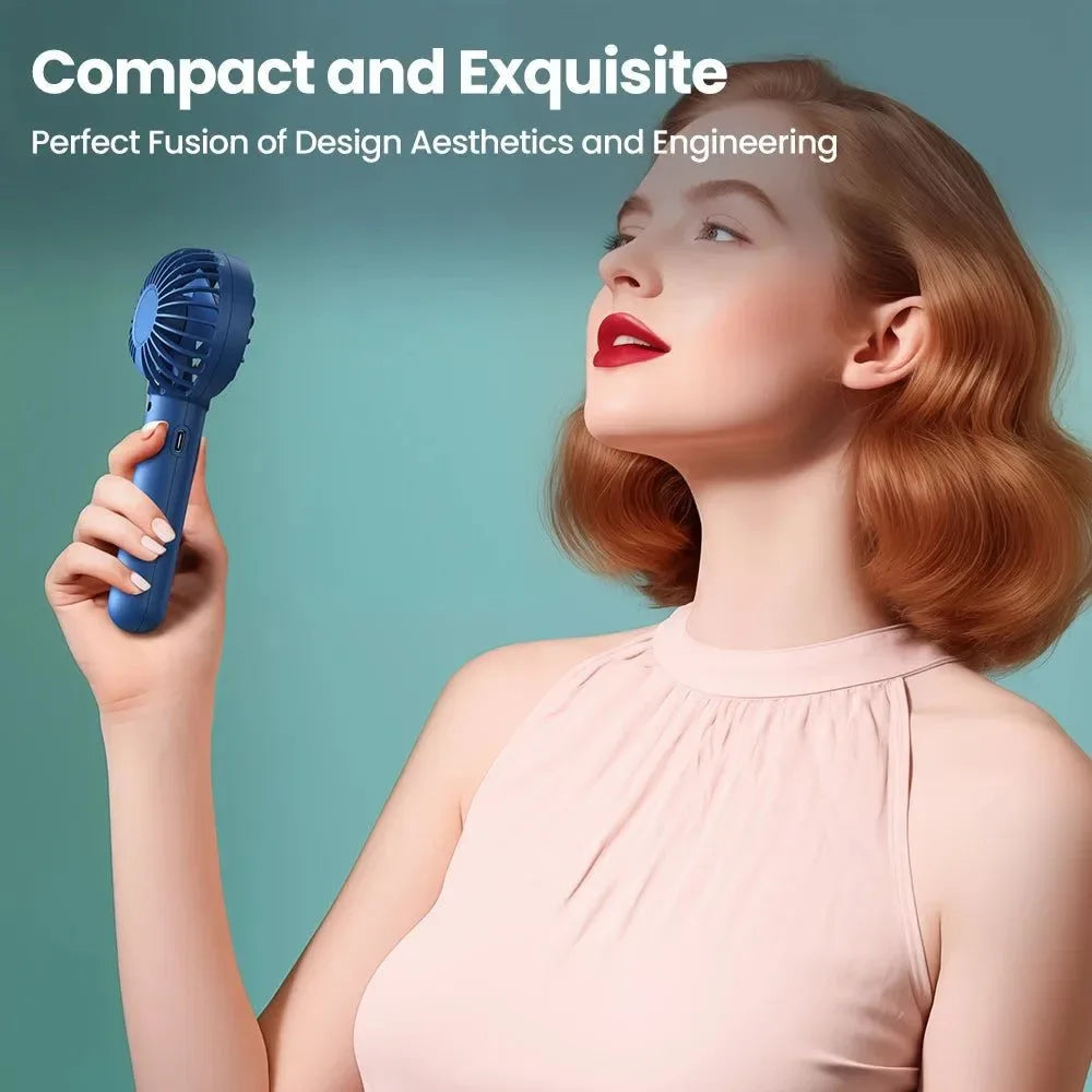 1800mAh Rechargeable Mini Portable Fan - USB Personal Handheld Electric Fan with 3 Speeds for Room, Camping, and Indoor Use - Trekker Essentials