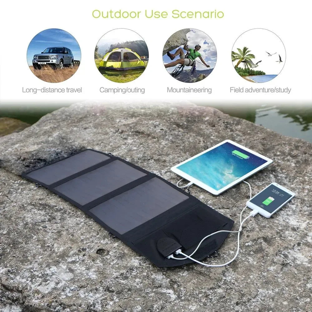 18V 21W Solar Charger Waterproof Foldable Solar Power Bank for 12V Car Battery Mobile Phone Outdoor Hiking - Trekker Essentials