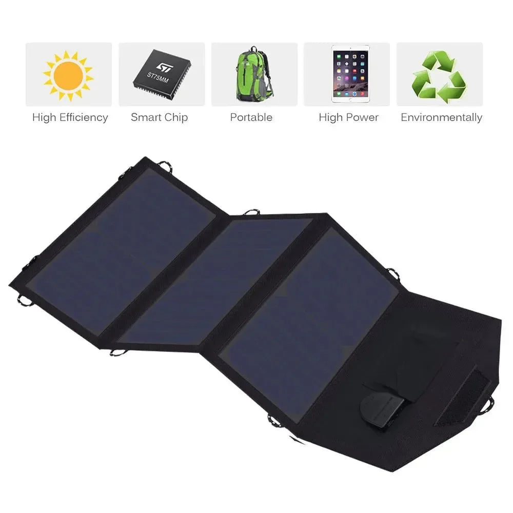 18V 21W Solar Charger Waterproof Foldable Solar Power Bank for 12V Car Battery Mobile Phone Outdoor Hiking - Trekker Essentials
