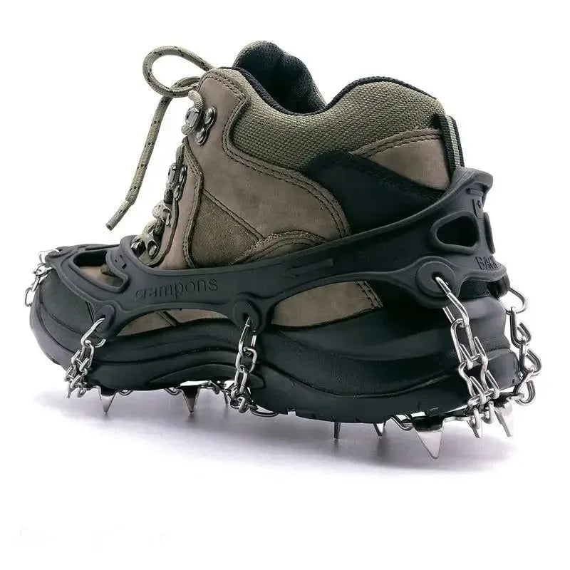 19 Teeth Stainless Steel Non-Slip Ice & Snow Crampons - Outdoor Reinforced Shoe Covers - Trekker Essentials
