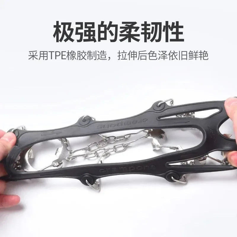 19 Teeth Stainless Steel Non-Slip Ice & Snow Crampons - Outdoor Reinforced Shoe Covers - Trekker Essentials