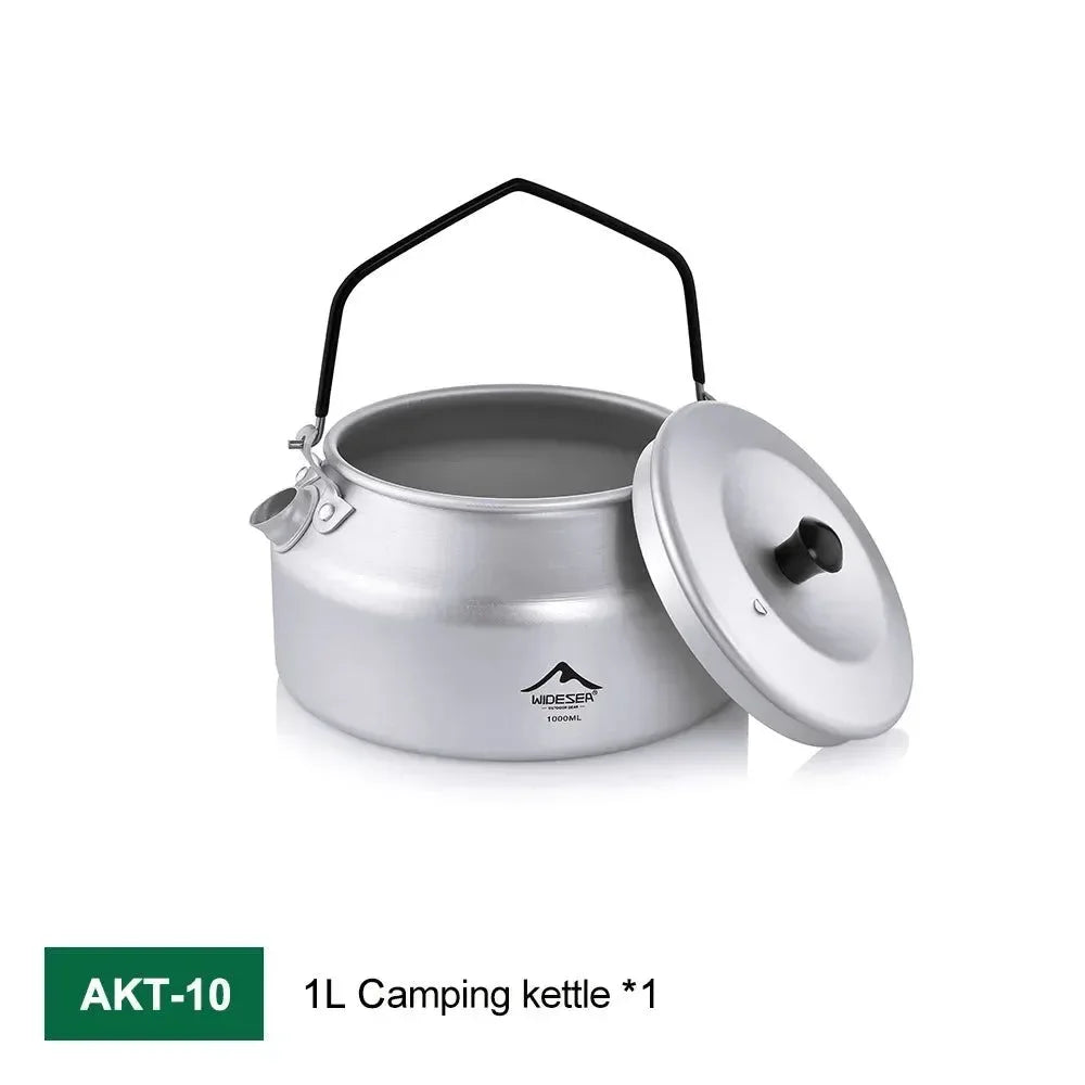 1L Pure Aluminum Camping Kettle with Short-Hole Removal Handle, Lightweight Portable Travel Cookware - Trekker Essentials