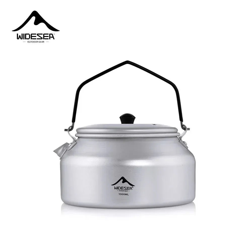 1L Pure Aluminum Camping Kettle with Short-Hole Removal Handle, Lightweight Portable Travel Cookware - Trekker Essentials