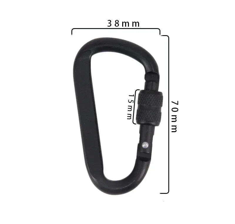 1Pc 7cm Aluminum Alloy Carabiner - Black D-Ring Key Chain Clip for Outdoor Travel and Camping - Trekker Essentials