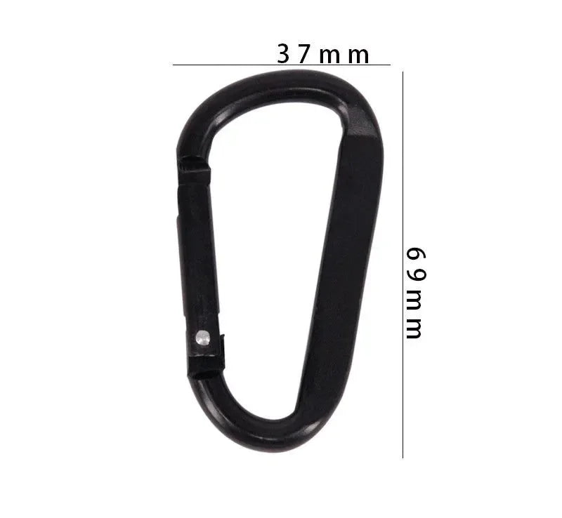 1Pc 7cm Aluminum Alloy Carabiner - Black D-Ring Key Chain Clip for Outdoor Travel and Camping - Trekker Essentials