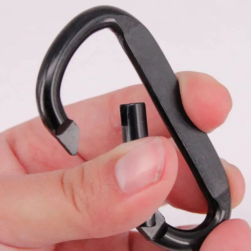 1Pc 7cm Aluminum Alloy Carabiner - Black D-Ring Key Chain Clip for Outdoor Travel and Camping - Trekker Essentials