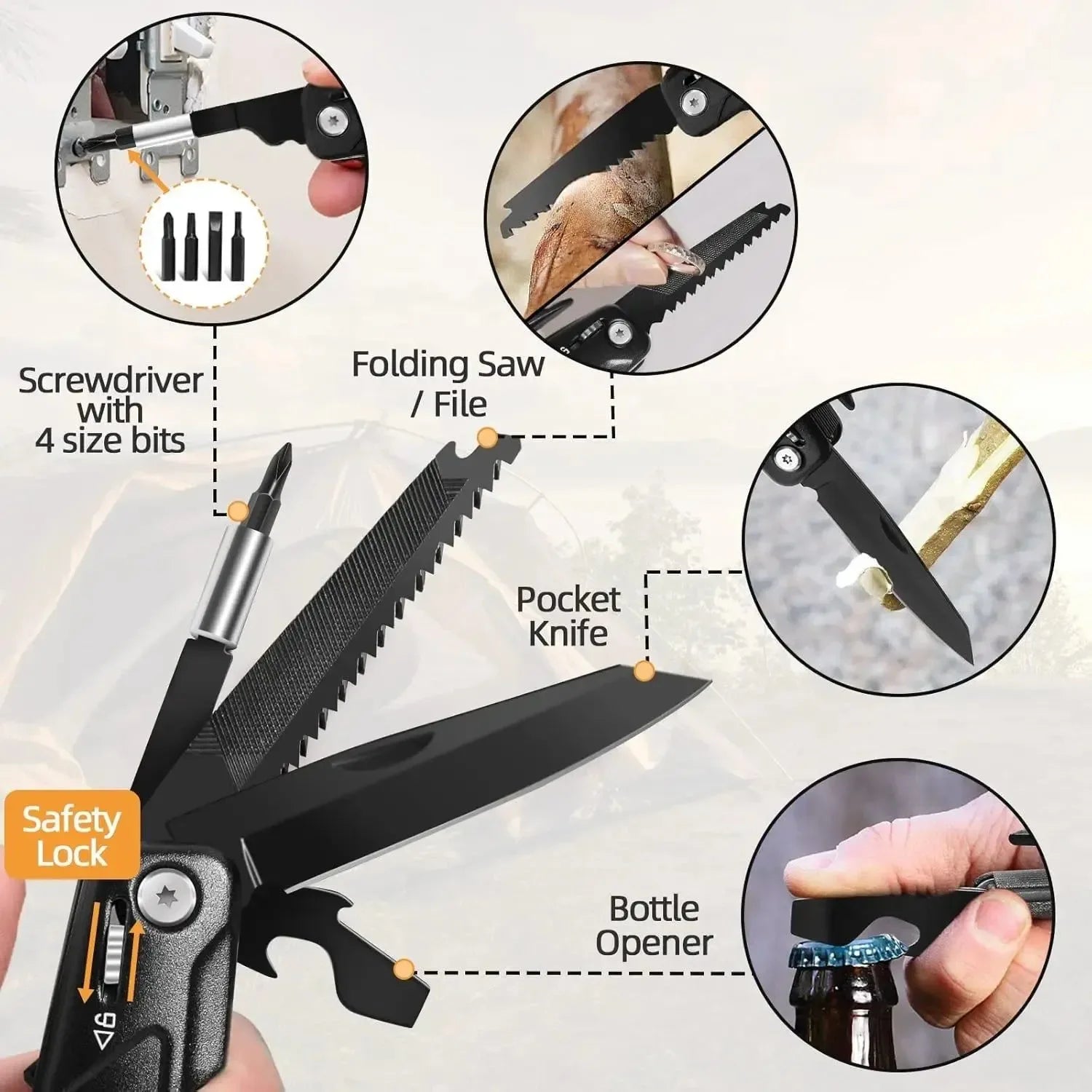 1PC Outdoor Multi-Function Claw Hammer Knife – Stainless Steel Survival Tool with Pliers, Camping Hammer, Nail Puller, and Emergency Rescue Tool - Trekker Essentials
