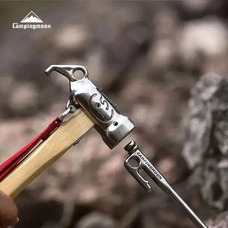 1PCS Outdoor Multi-purpose Stainless Steel Copper Head Nail Puller Camping Hammer with Safety Rope - Fixed Tent Nail Tool - Trekker Essentials