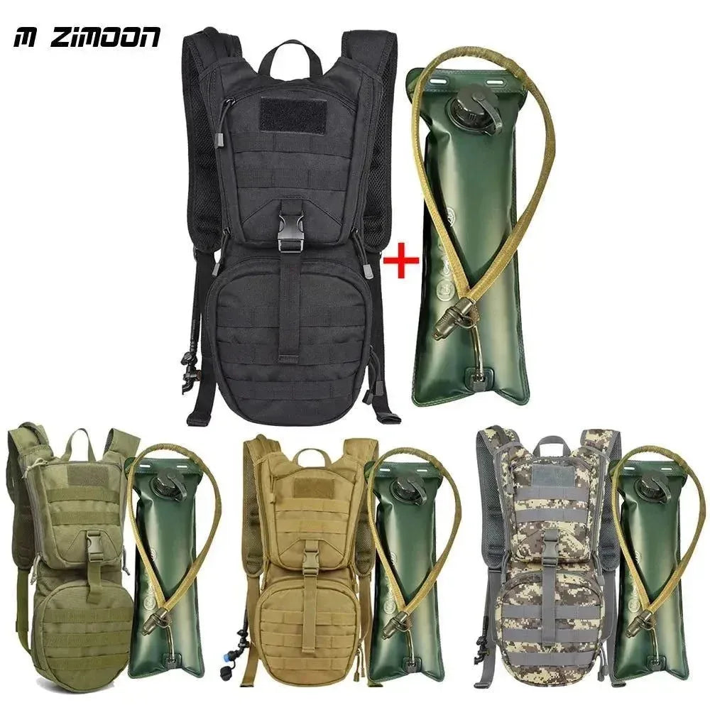 2 in 1 Tactical Molle Military Hydration Backpack with Water Bladder - Outdoor Cycling Mountaineer Water Storage Bag - Trekker Essentials