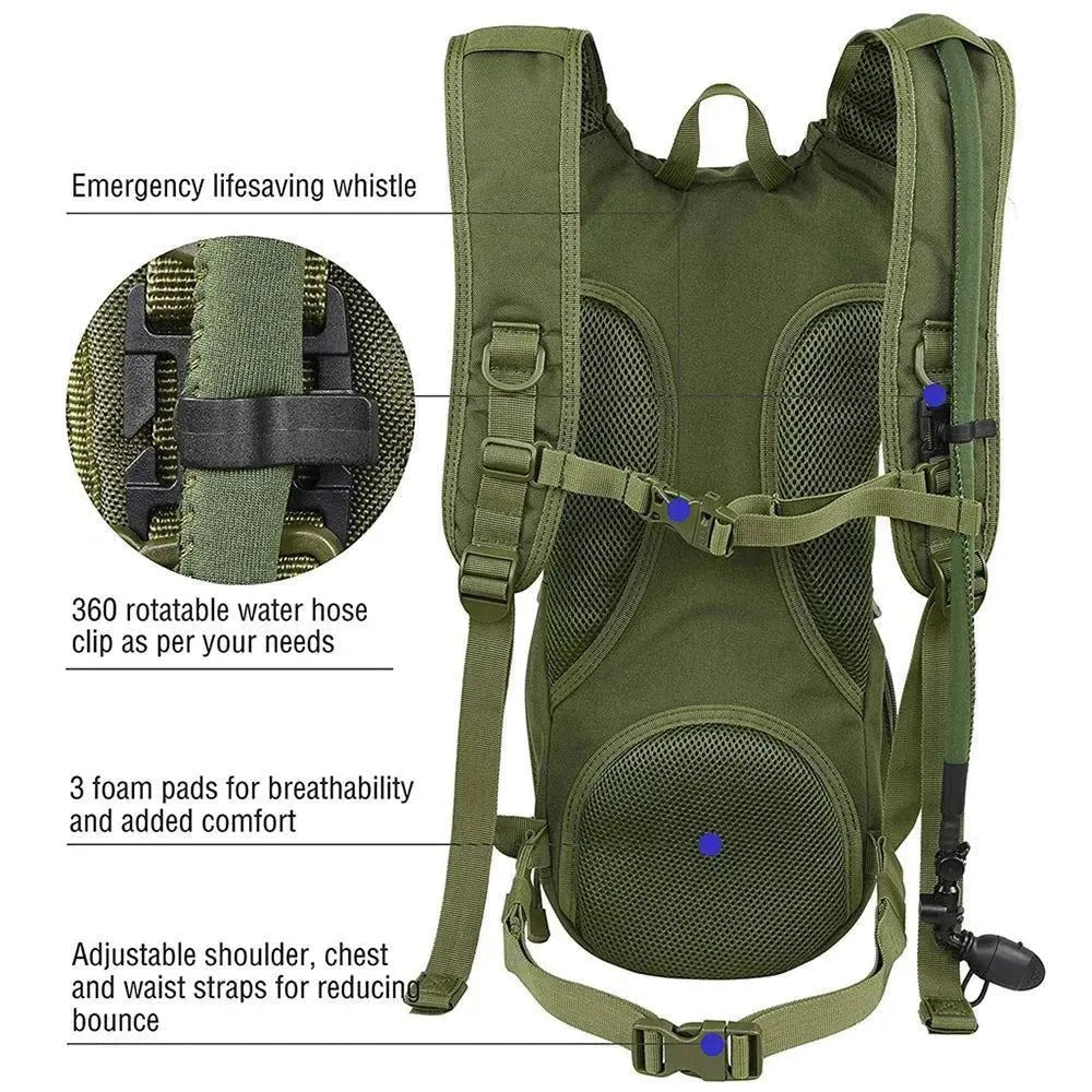 Trekker Essentials - 2 in 1 Tactical Molle Military Hydration Backpack with Water Bladder - Outdoor Cycling Mountaineer Wa...
