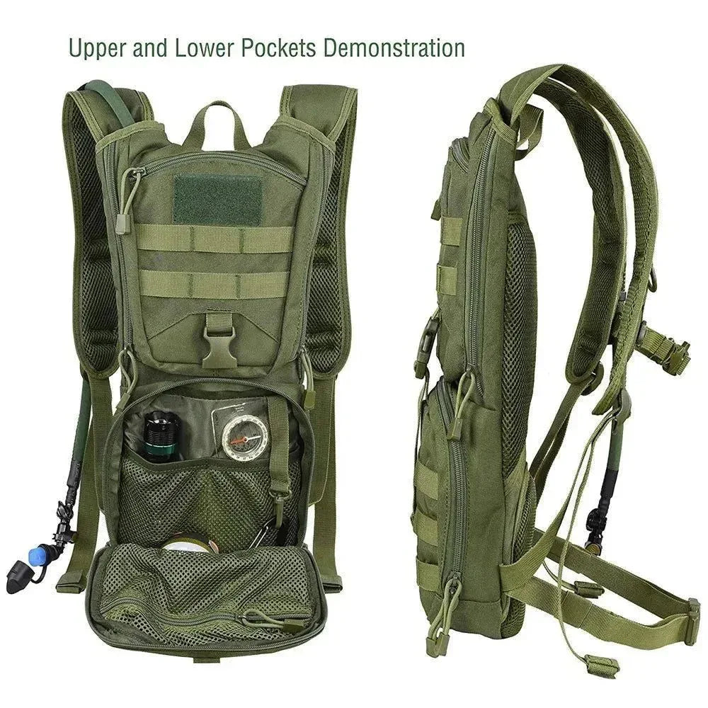 2 in 1 Tactical Molle Military Hydration Backpack with Water Bladder - Outdoor Cycling Mountaineer Water Storage Bag - Trekker Essentials