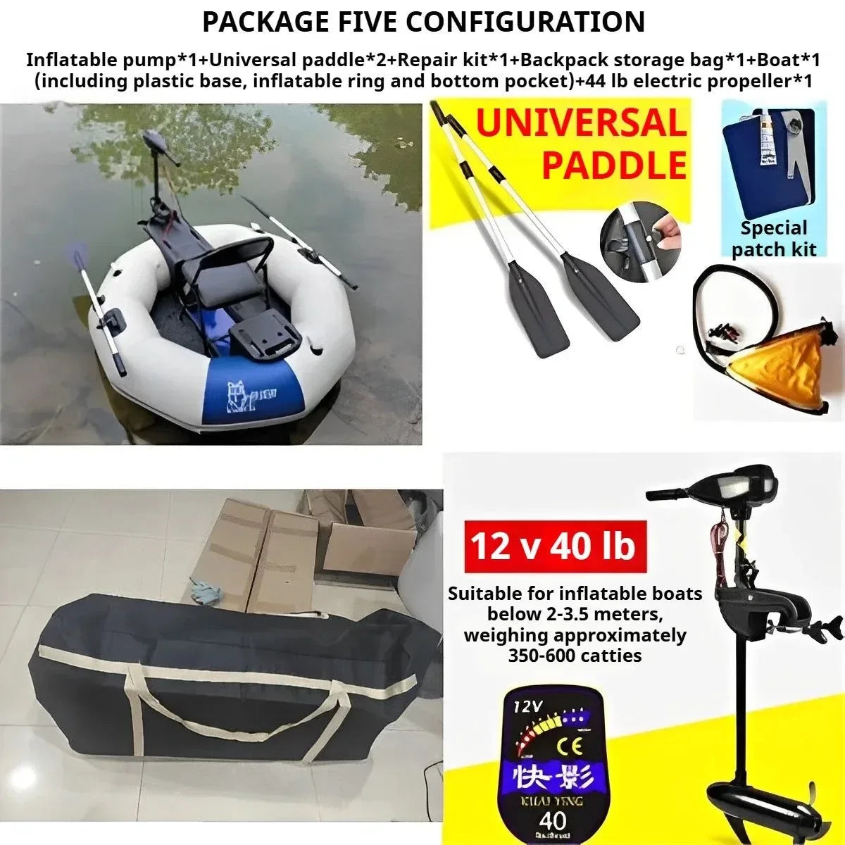 2-Minute Foldable Inflatable Fishing Boat with Electric Motor Port, 250kg Capacity Solo Pontoon Raft - Trekker Essentials