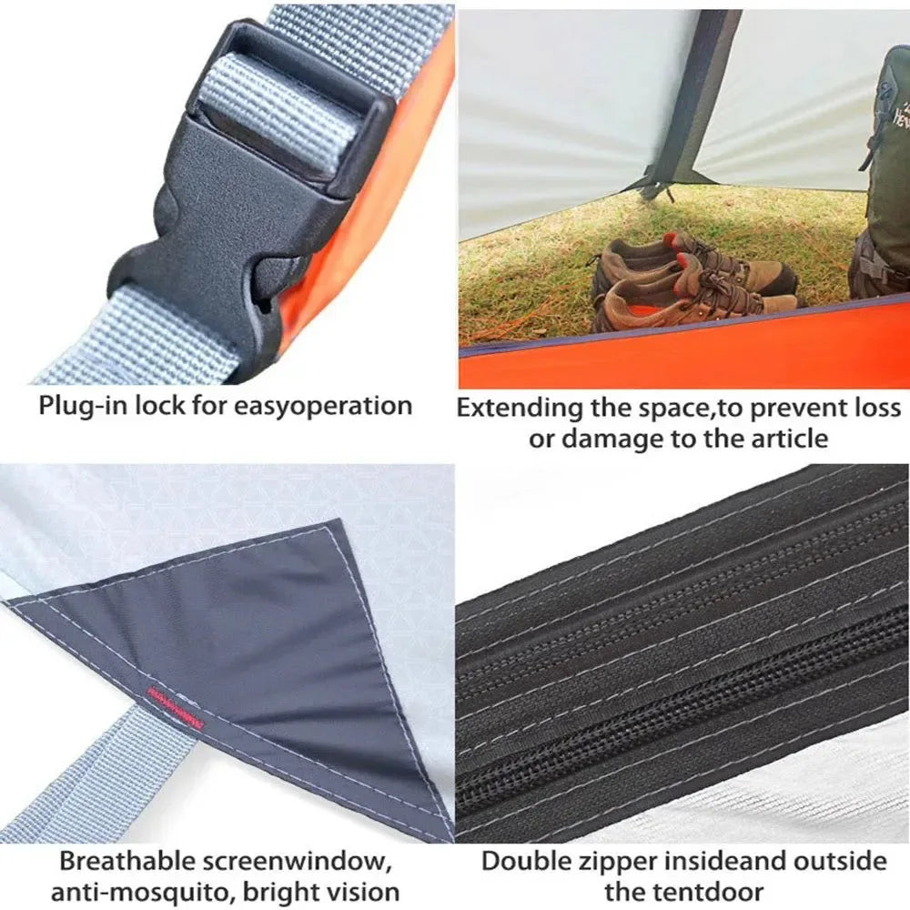 2 Person 4 Season Camping Tent, 210T 210D Aluminum Waterproof Hiking Tent, 2.65kg Ultralight - Trekker Essentials