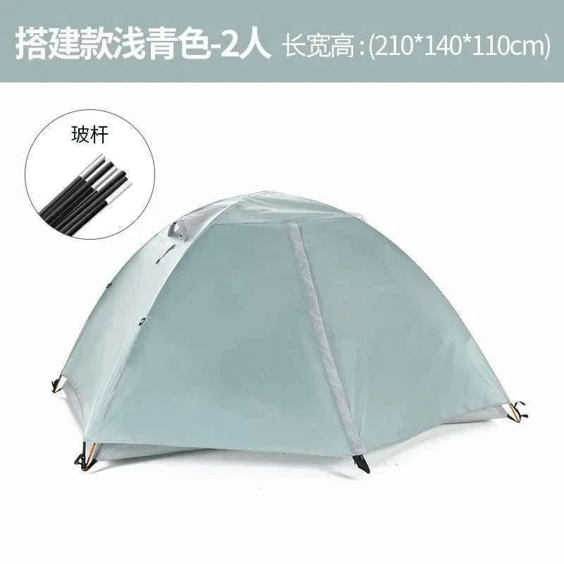 2 Person 4 Season Camping Tent, 210T 210D Aluminum Waterproof Hiking Tent, 2.65kg Ultralight - Trekker Essentials