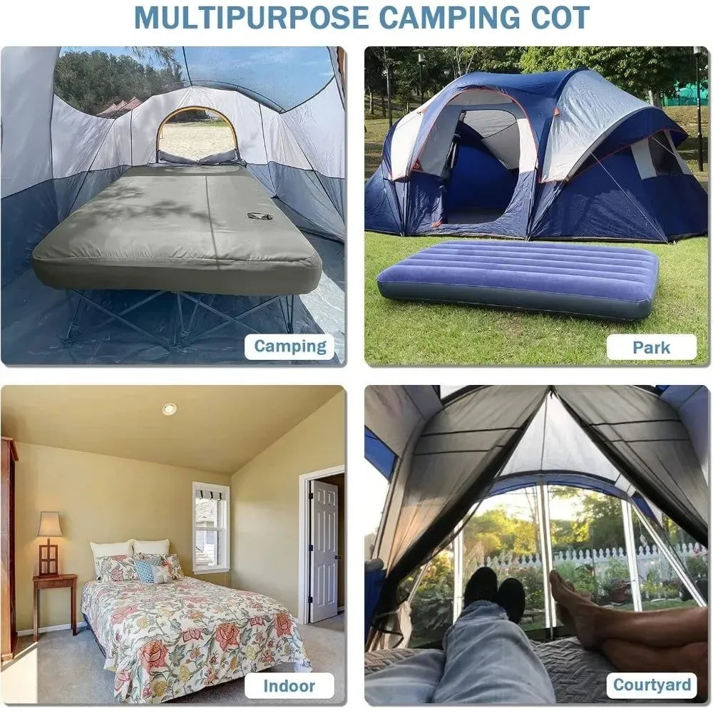 2-Person Camping Cot with Inflatable Air Mattress – Folding Bed Supports 500 lbs, Includes Carry Bag - Trekker Essentials