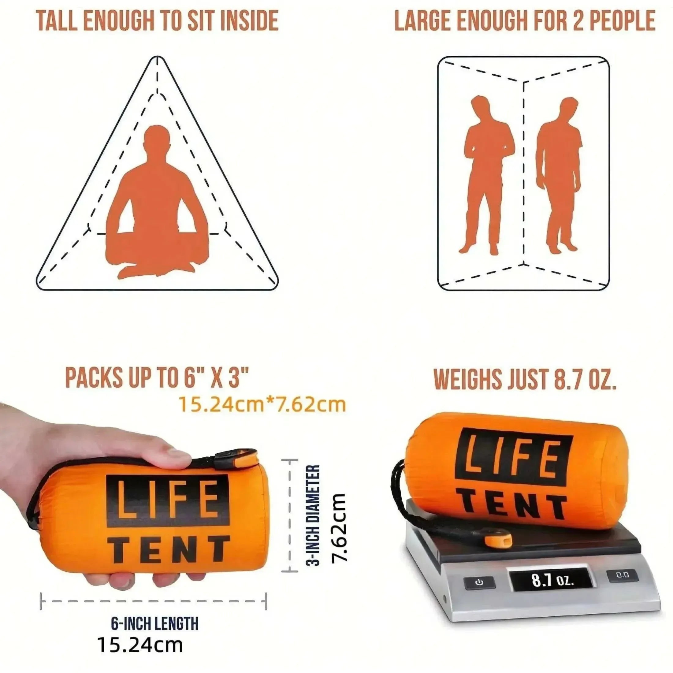 2 Person Emergency Shelter Bivy Survival Tent Kit Mylar Tube Tent Sleeping Bag Waterproof Outdoor SOS Thermal Blanket Reusable - Trekker Essentials