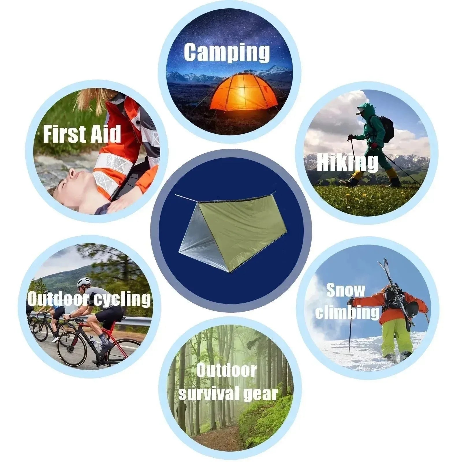 2 Person Emergency Shelter Bivy Survival Tent Kit Mylar Tube Tent Sleeping Bag Waterproof Outdoor SOS Thermal Blanket Reusable - Trekker Essentials