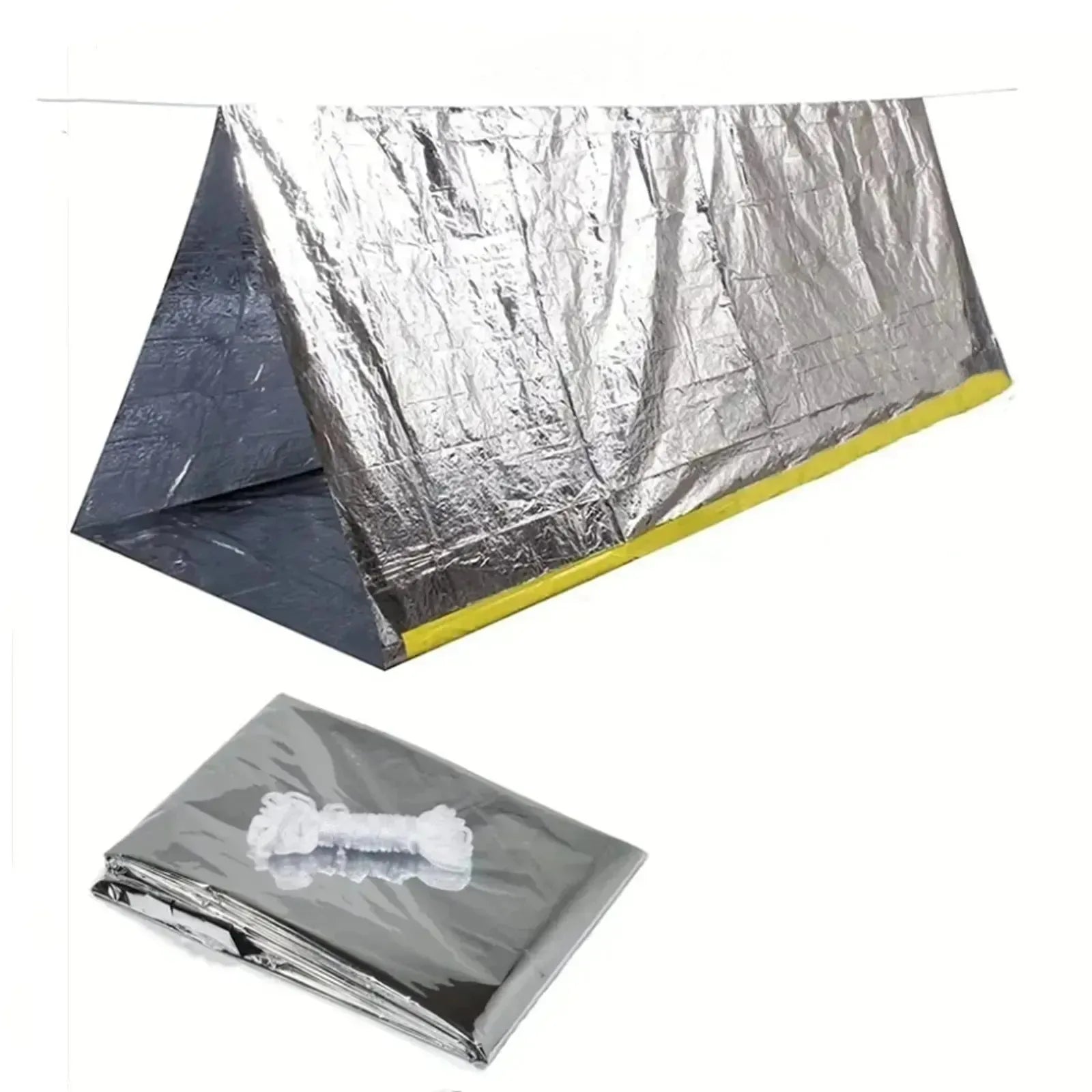 2 Person Emergency Shelter Bivy Survival Tent Kit Mylar Tube Tent Sleeping Bag Waterproof Outdoor SOS Thermal Blanket Reusable - Trekker Essentials