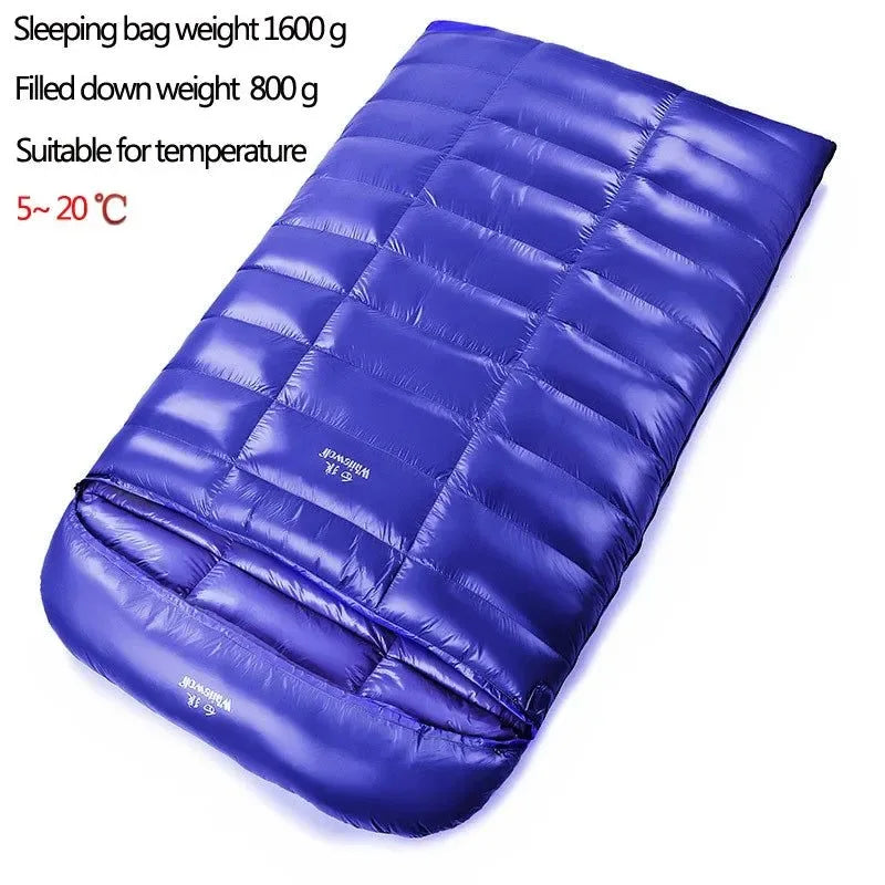 2-Person White Goose Down Filled Camping or Home Sleeping Bag - Thin and Suitable for Warm Weather - Trekker Essentials