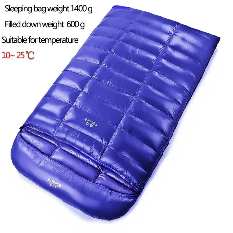 2-Person White Goose Down Filled Camping or Home Sleeping Bag - Thin and Suitable for Warm Weather - Trekker Essentials