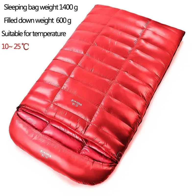 2-Person White Goose Down Filled Camping or Home Sleeping Bag - Thin and Suitable for Warm Weather - Trekker Essentials