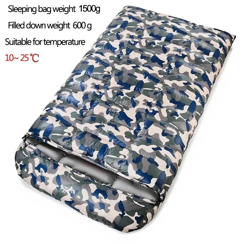 2-Person White Goose Down Filled Camping or Home Sleeping Bag - Thin and Suitable for Warm Weather - Trekker Essentials