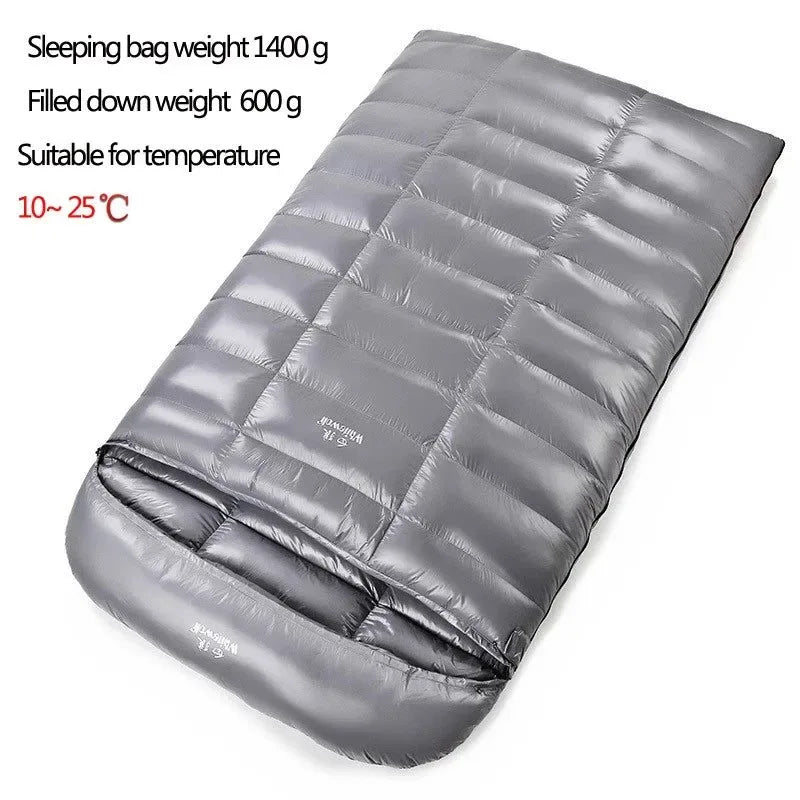 2-Person White Goose Down Filled Camping or Home Sleeping Bag - Thin and Suitable for Warm Weather - Trekker Essentials