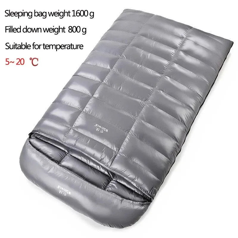 2-Person White Goose Down Filled Camping or Home Sleeping Bag - Thin and Suitable for Warm Weather - Trekker Essentials
