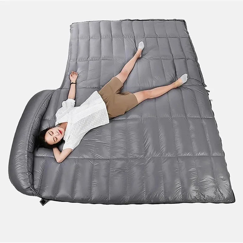 2-Person White Goose Down Filled Camping or Home Sleeping Bag - Thin and Suitable for Warm Weather - Trekker Essentials