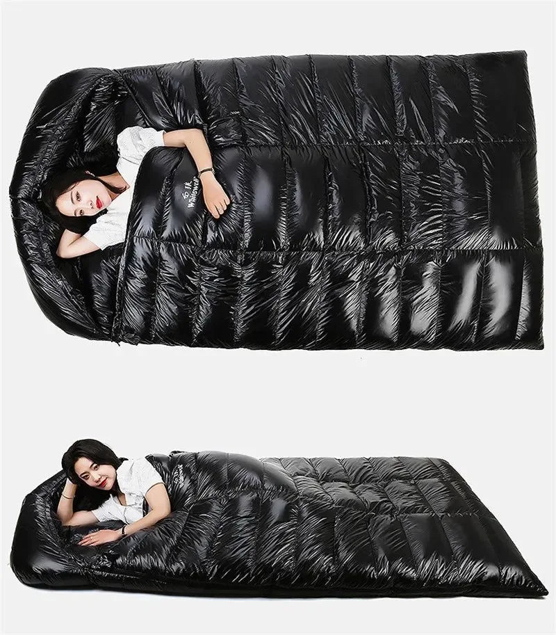 2-Person White Goose Down Filled Camping or Home Sleeping Bag - Thin and Suitable for Warm Weather - Trekker Essentials