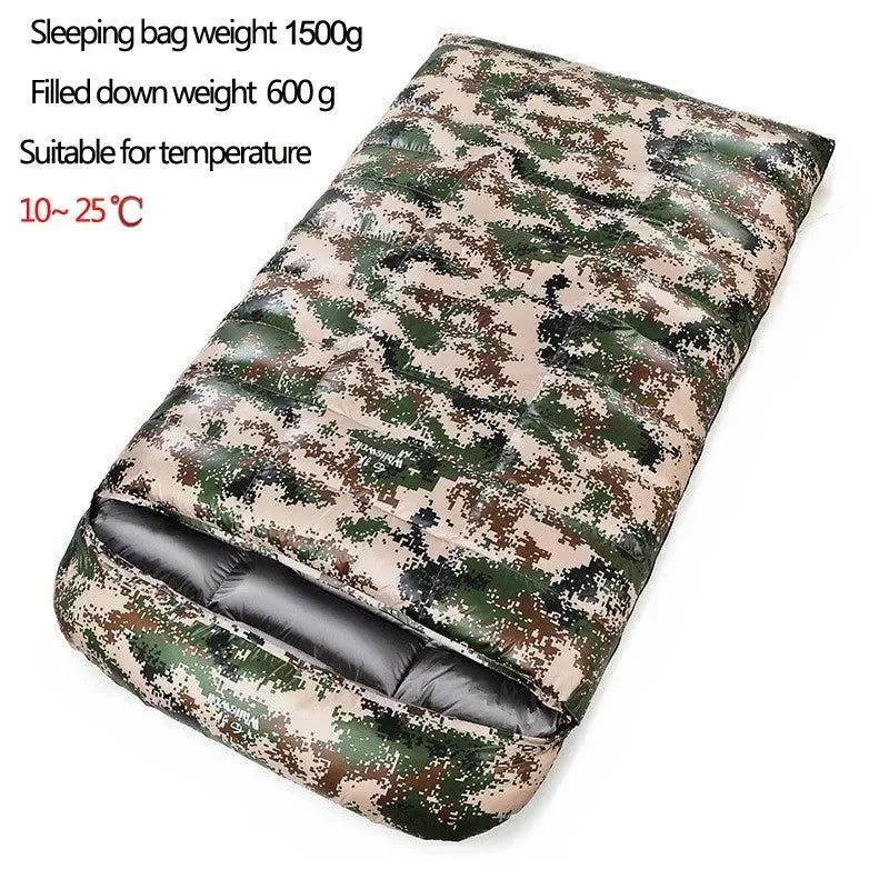 2-Person White Goose Down Filled Camping or Home Sleeping Bag - Thin and Suitable for Warm Weather - Trekker Essentials