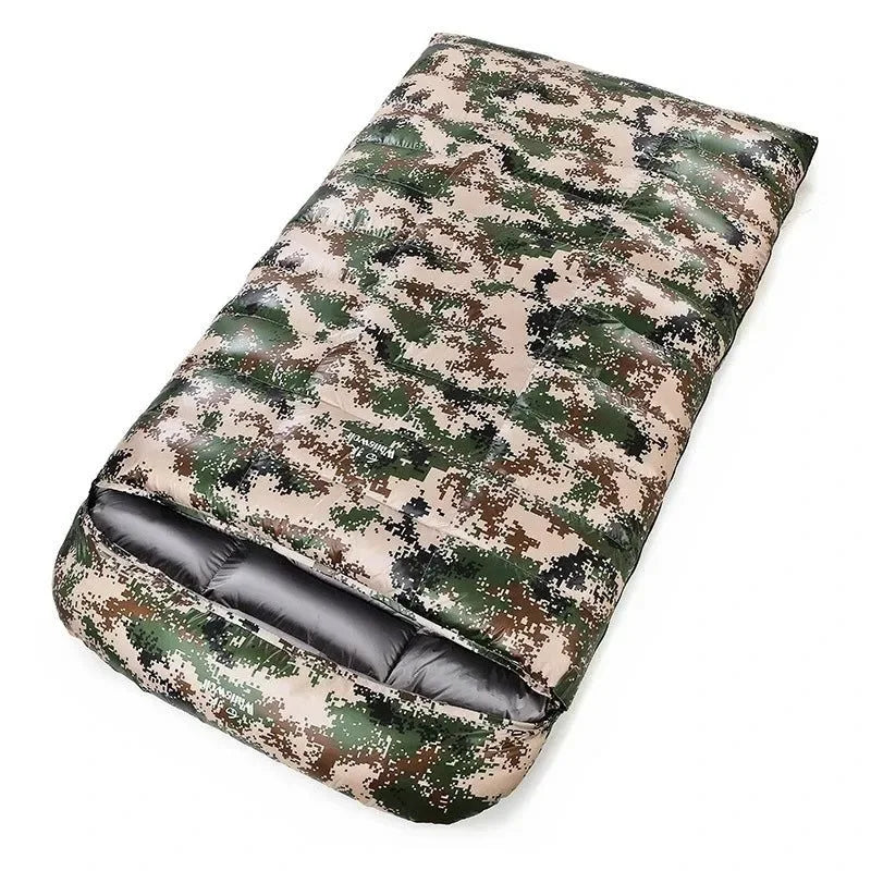 2-Person White Goose Down Winter Sleeping Bag - Outdoor Camping Envelope Style, 220x130CM - Trekker Essentials