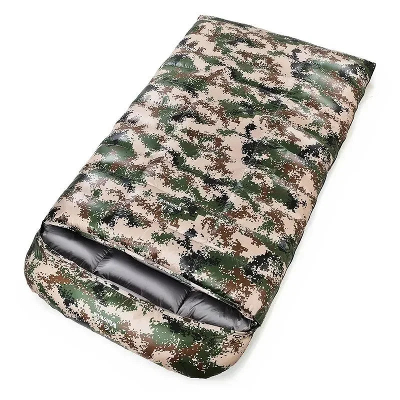 2-Person White Goose Down Winter Sleeping Bag - Outdoor Camping Envelope Style, 220x130CM - Trekker Essentials
